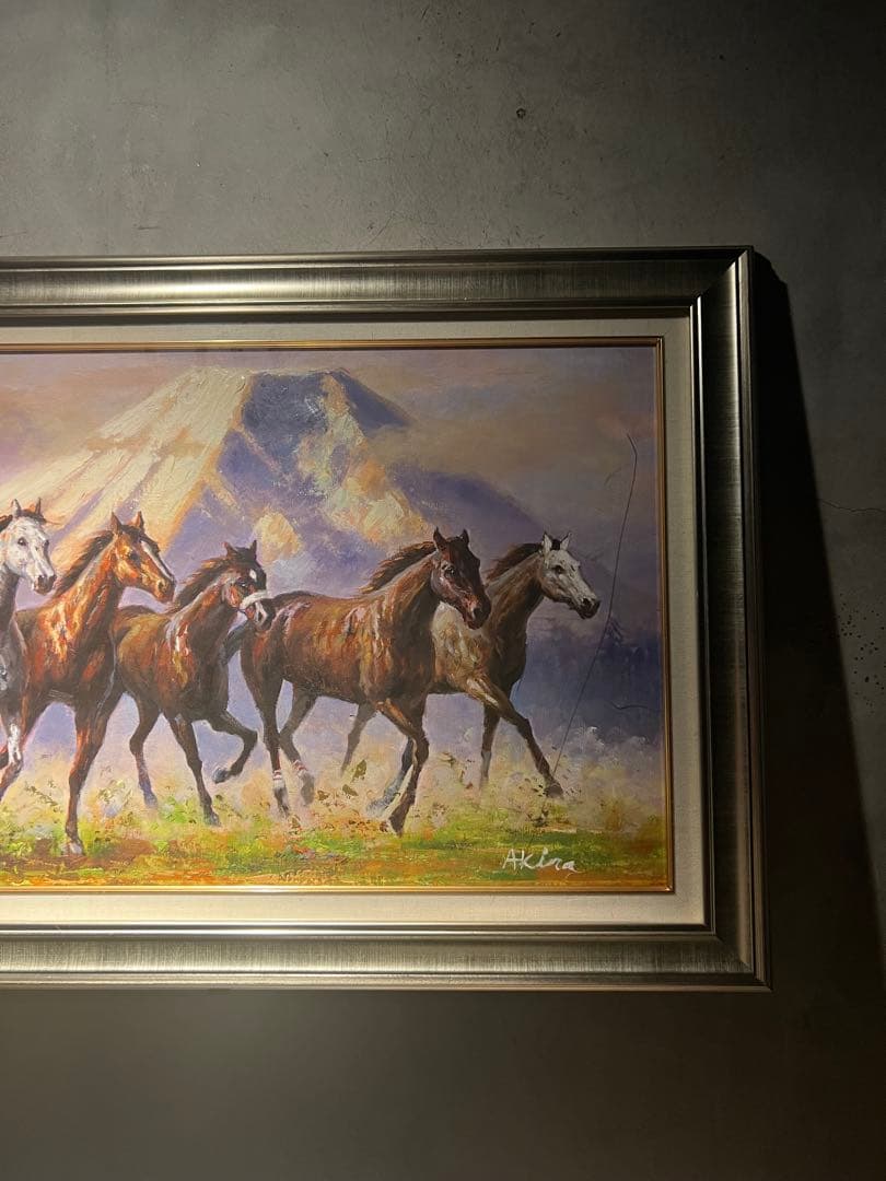 リアリズム　肉筆油彩画　【競馬】　大作