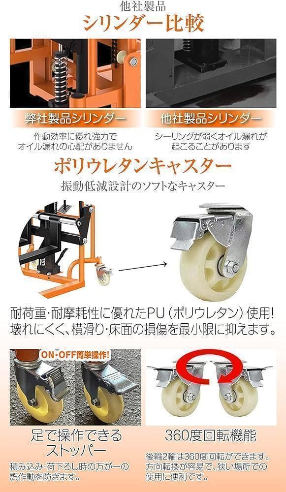 中古　ハンドフォークリフト 昇降 最高位90mm 200kg