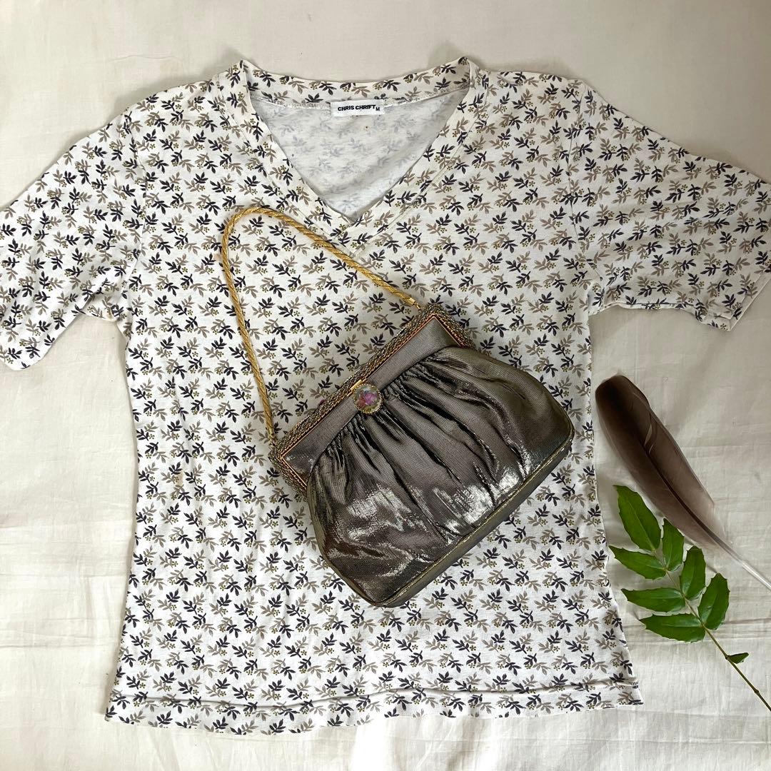 フランス　アンティークデザイン　パーティバッグ　シックゴールド＆陶器＆ビーズ