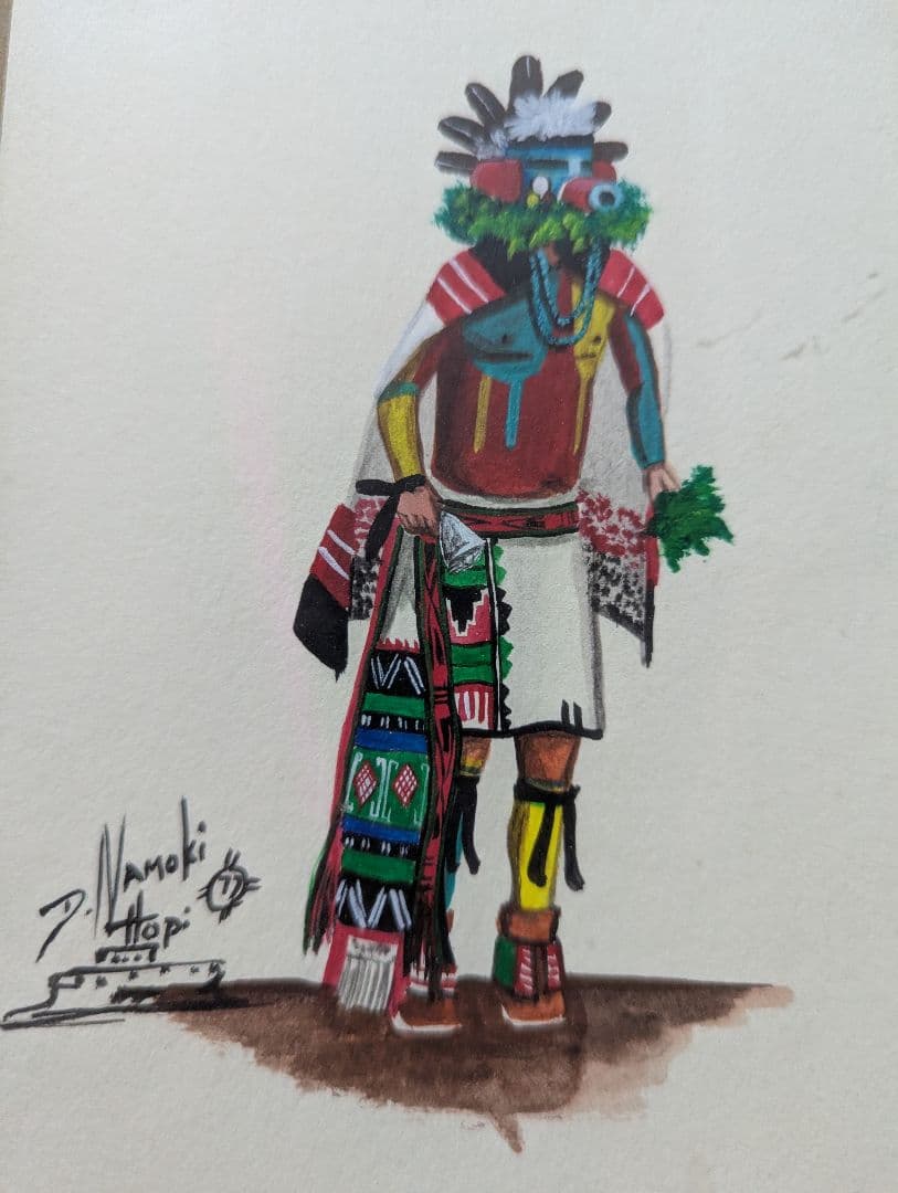 ホピ族 水彩画 サイン入り