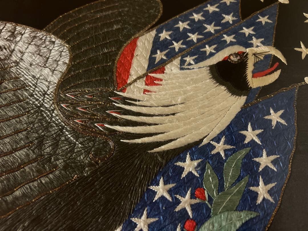 【超稀少】36星旗！スカジャンのルーツ 鷲と星条旗の額装刺繍