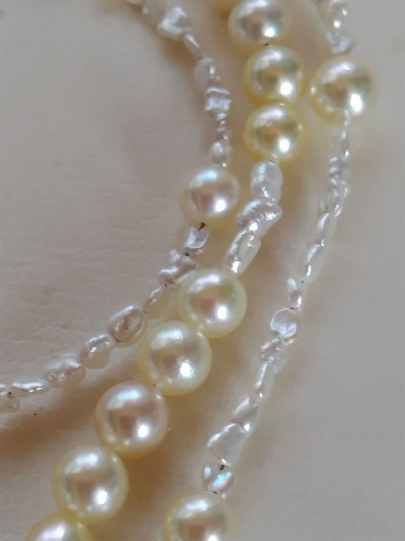 アコヤ真珠、あこやベビーパール、アコヤ芥子パールの、Y字ネックレス