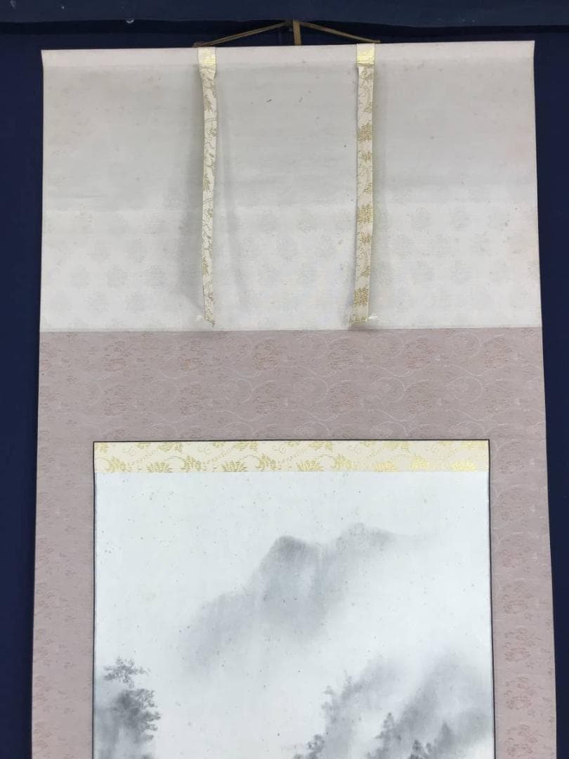 【真作】羽多埜貞史/山水図/掛軸/名家伝来/AB-814