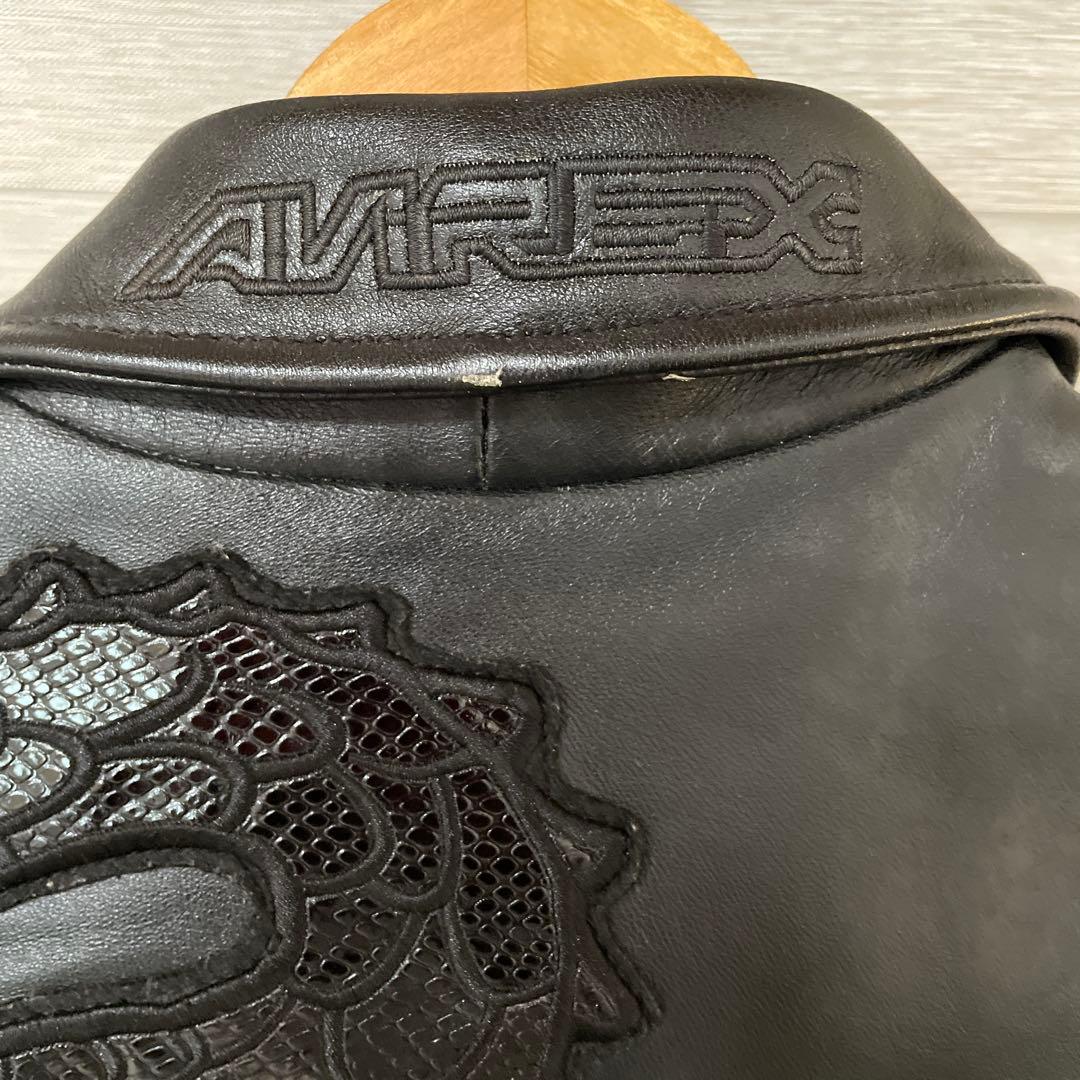 【希少】AVIREX アヴィレックス　革ジャン　ドラゴン刺繍　レザージャケット