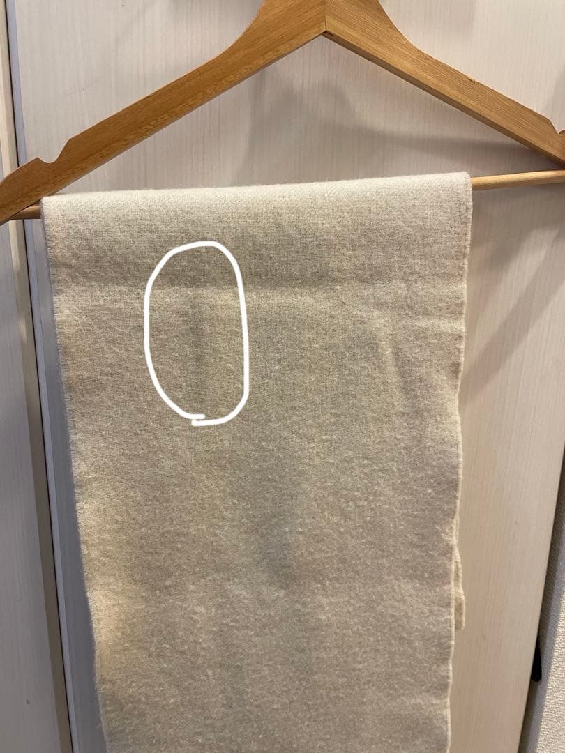 LOEWE アイボリーベージュ フリンジ付きマフラーウール&カシミア