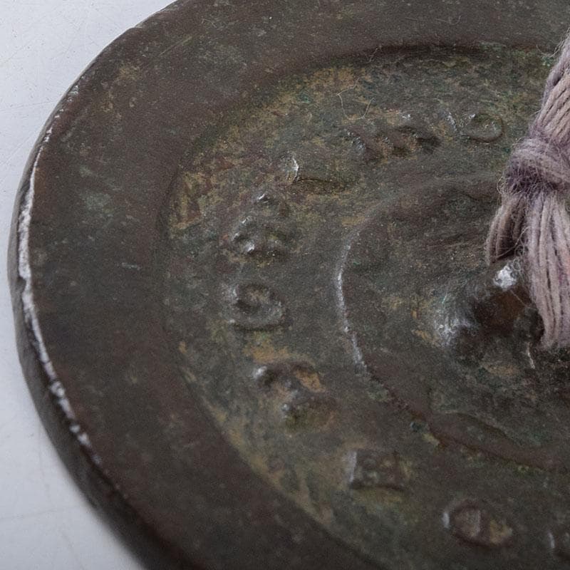 中国　古銅青銅　銅鏡　古鏡　紙鎮　文鎮　時代箱　M　R9324