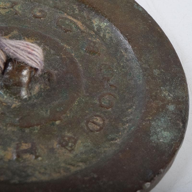 中国　古銅青銅　銅鏡　古鏡　紙鎮　文鎮　時代箱　M　R9324