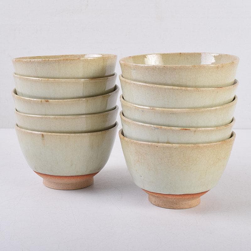 煎茶道具　萬古焼　陶華園造　煎茶碗　十客　共箱　C　R8908