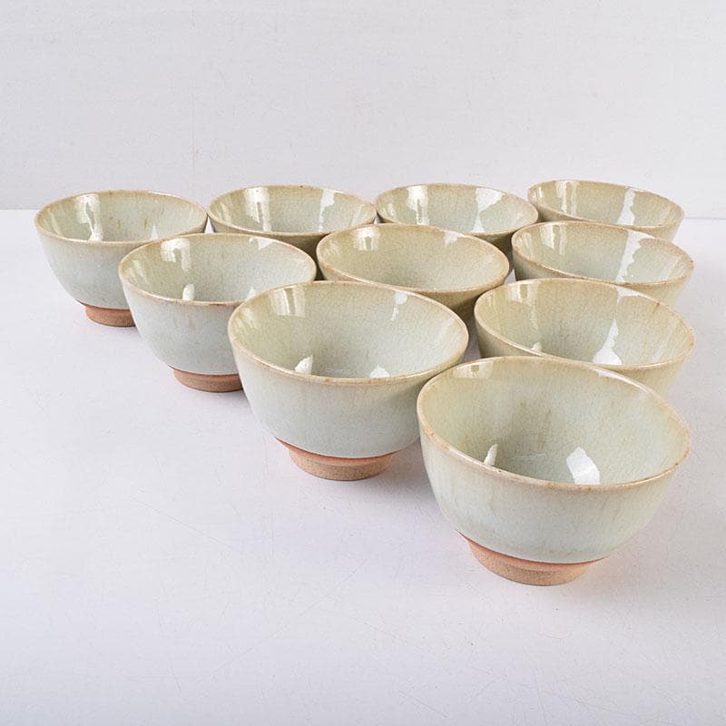 煎茶道具　萬古焼　陶華園造　煎茶碗　十客　共箱　C　R8908