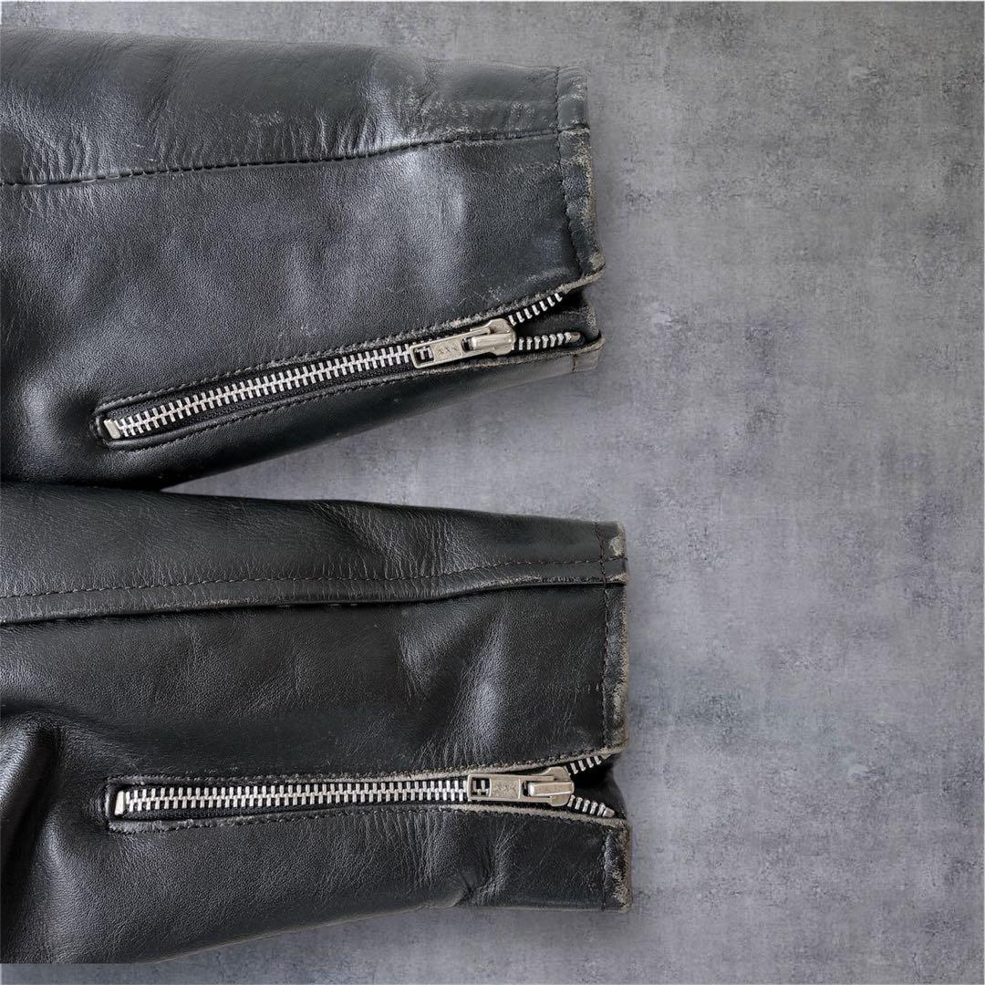 HORN WORKS レザージャケット XL 黒 キルティング 短丈 Y2K