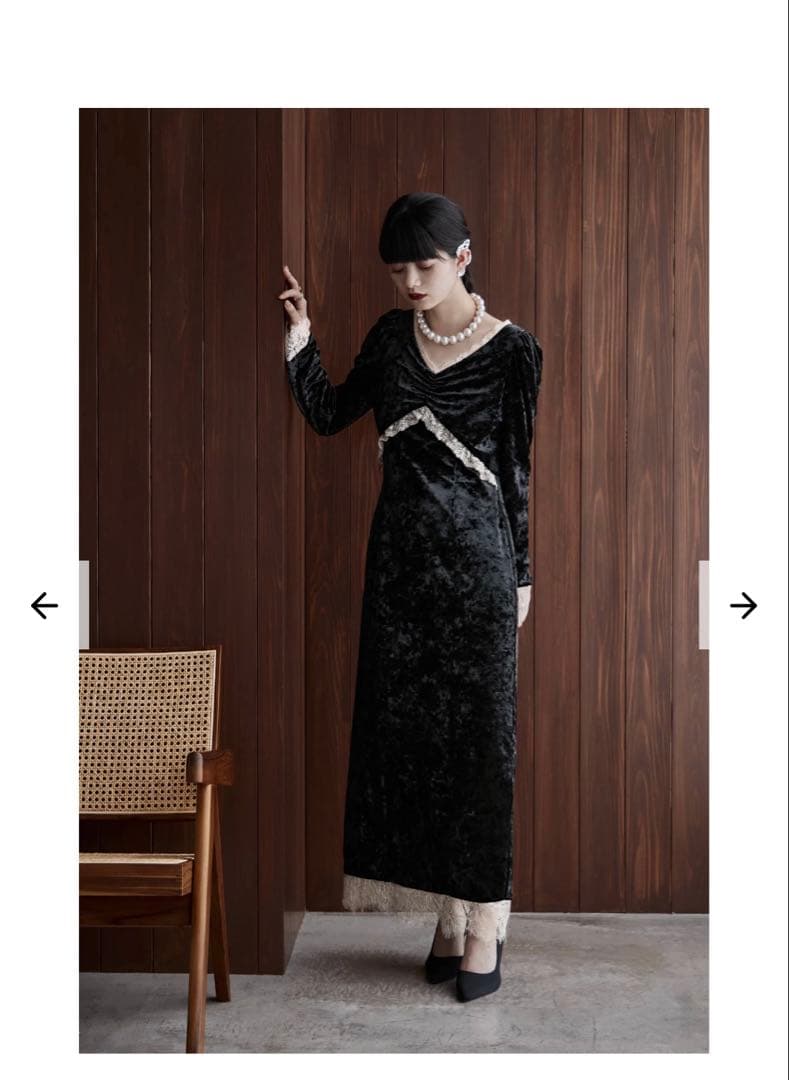 【低身長さん向け】　etoll. クラッシュベロアロングドレス