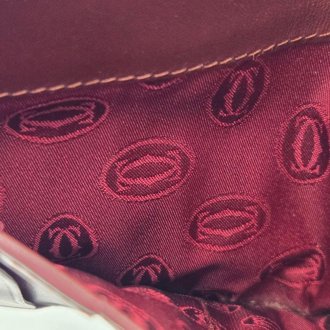 未使用　カルティエ マストライン 二つ折り 財布 レザー ボルドー