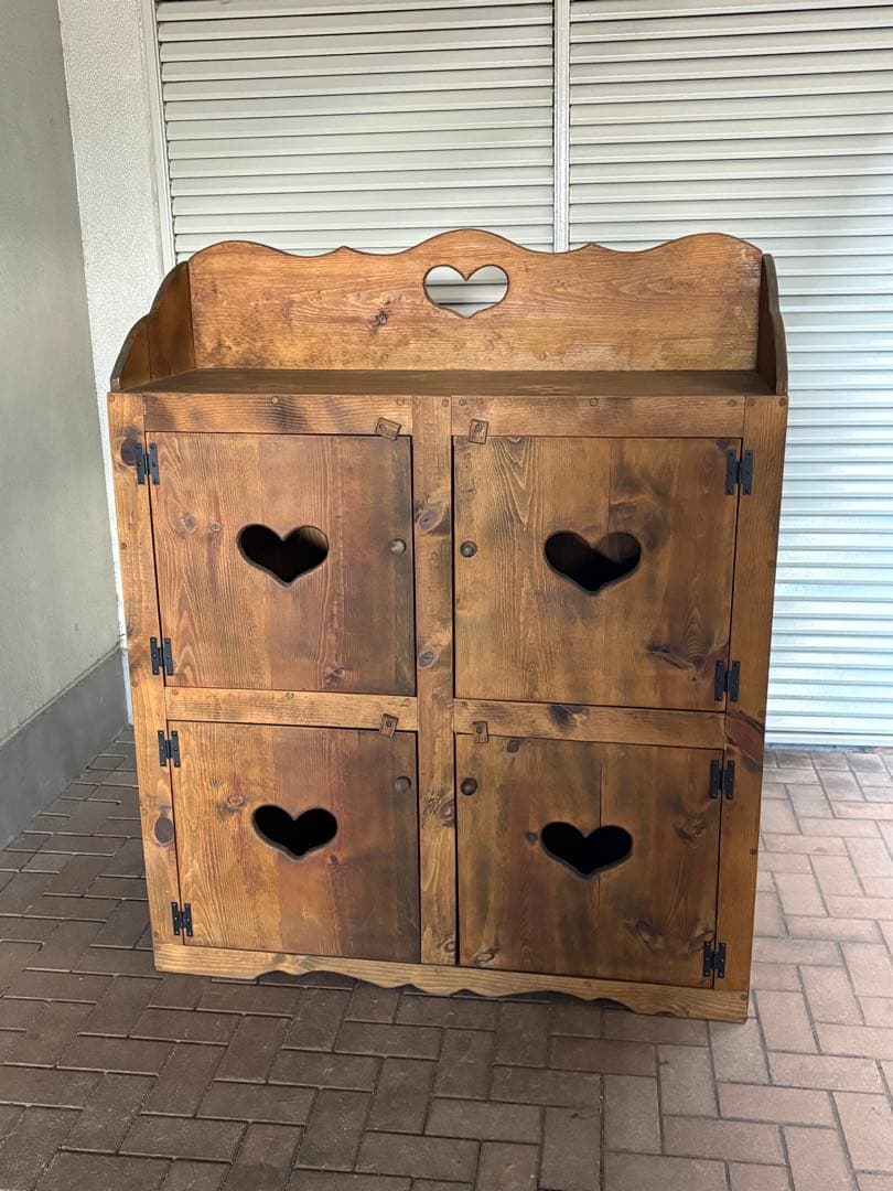 メ*4様 カントリー ナチュラルウッドハート型キャビネット