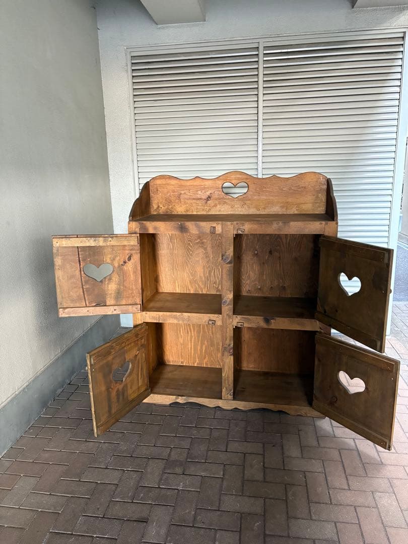 メ*4様 カントリー ナチュラルウッドハート型キャビネット