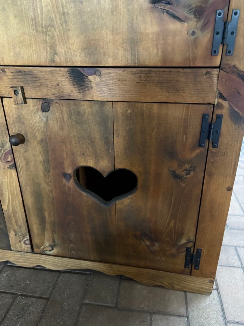 メ*4様 カントリー ナチュラルウッドハート型キャビネット