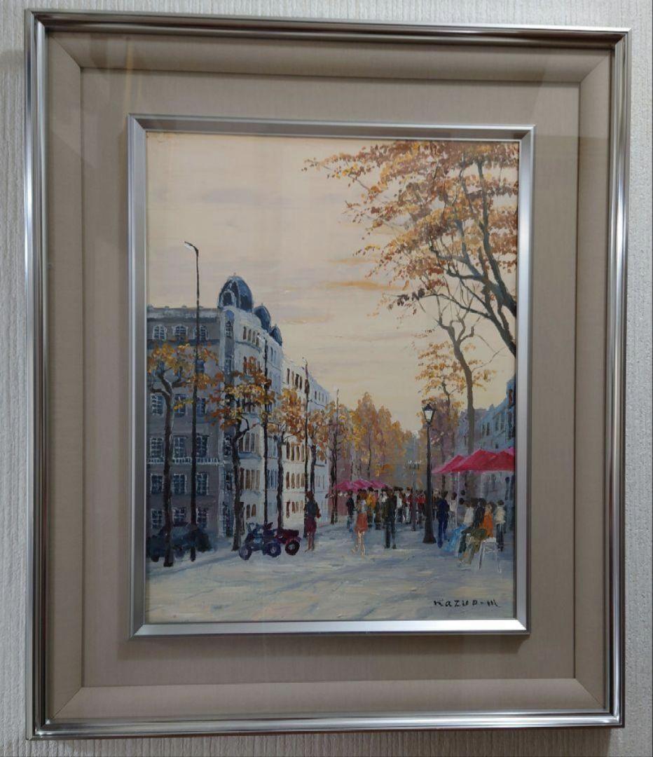 森下一夫 「ランブラス通り」真筆 油絵 絵画 油彩 スペイン F6