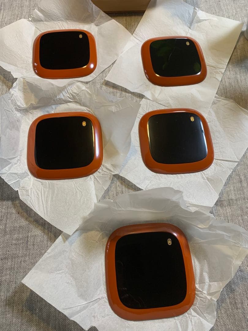 象彦 ZOHIKO 銘々皿 溜塗 金縁 未使用 木箱入 菓子皿 上質ヴィンテージ