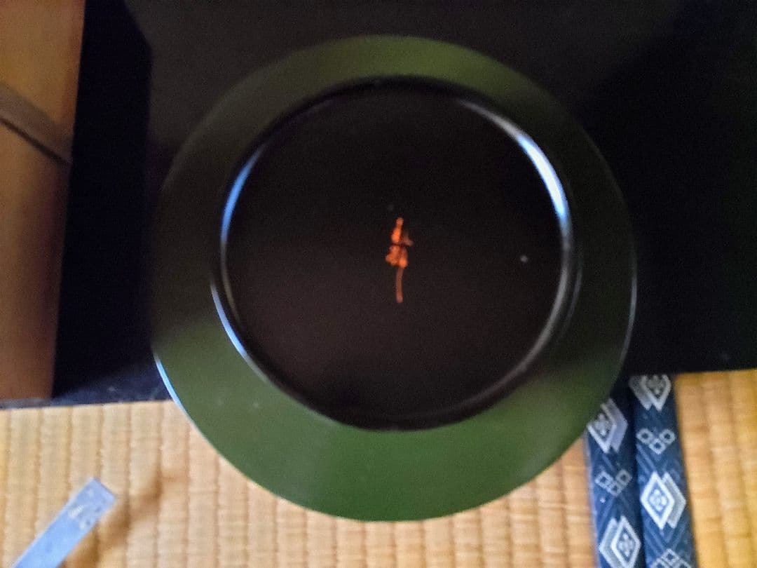 漆器 菓子器緑色と黒色