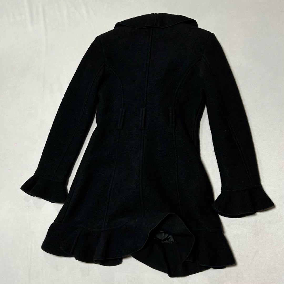 00s イタリア製 ウールフリルコート ダブルジップ ロリータ ゴシック ロック