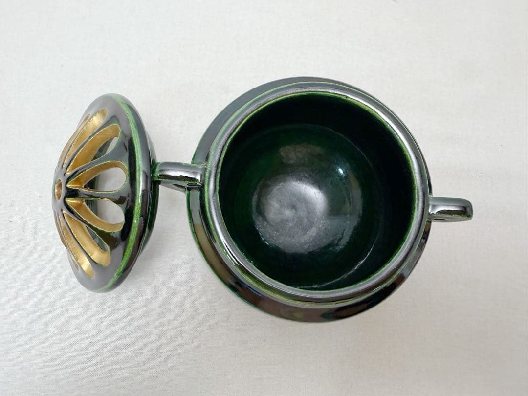 未使用 茶道具 七世 和楽作 青楽 三ツ具足 陶印 利休忌 七事式 共箱