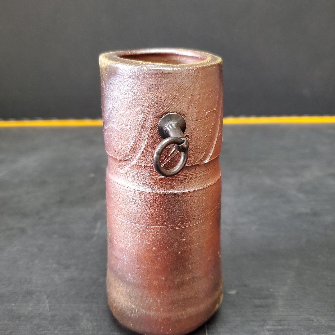 人間国宝 藤原雄作 備前焼 掛花入 共箱 栞 布 141