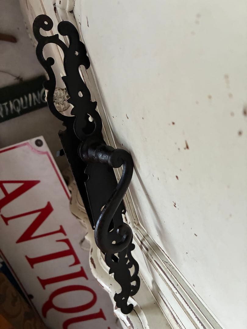 フランス　アンティーク アイアン　ドアノブ　セット　取っ手 ブラック　鋳鉄レア