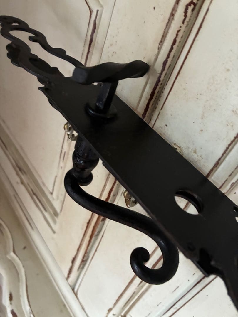 フランス　アンティーク アイアン　ドアノブ　セット　取っ手 ブラック　鋳鉄レア