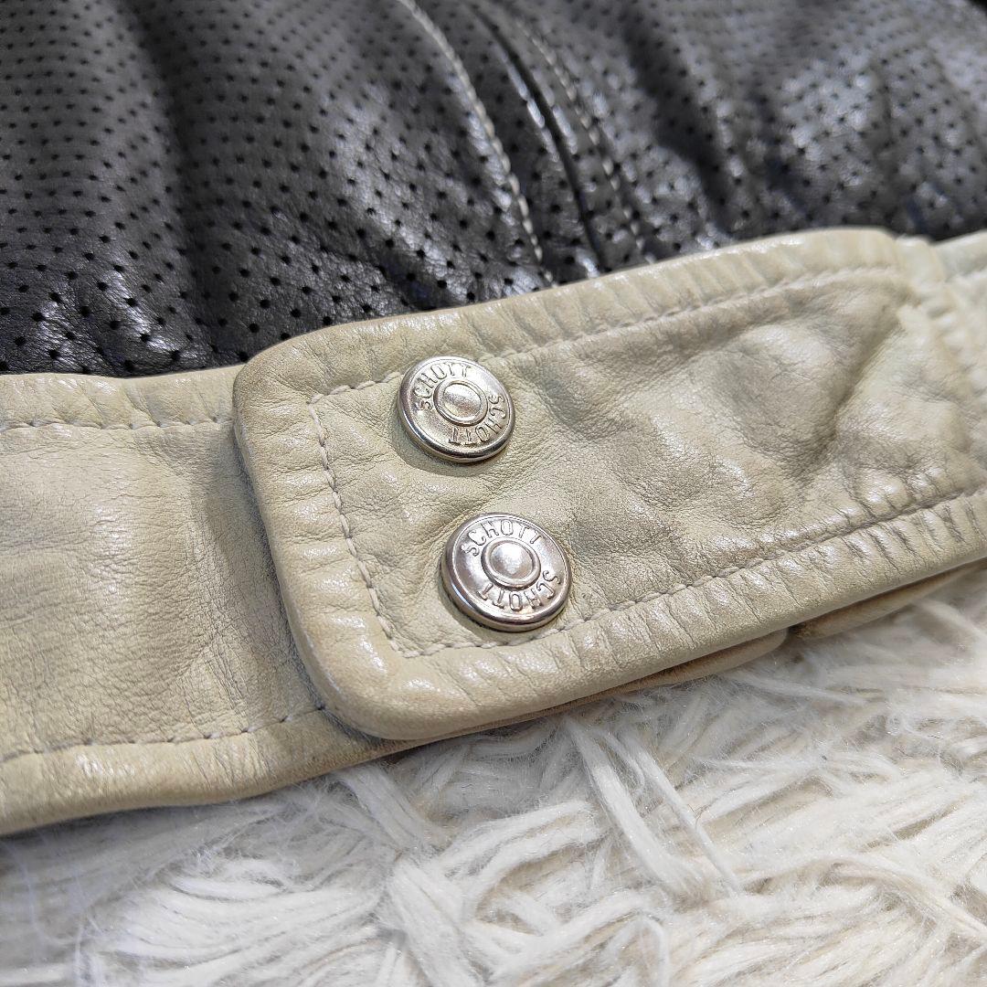 良品　Schott メッシュシングルライダースジャケット バイカラー M