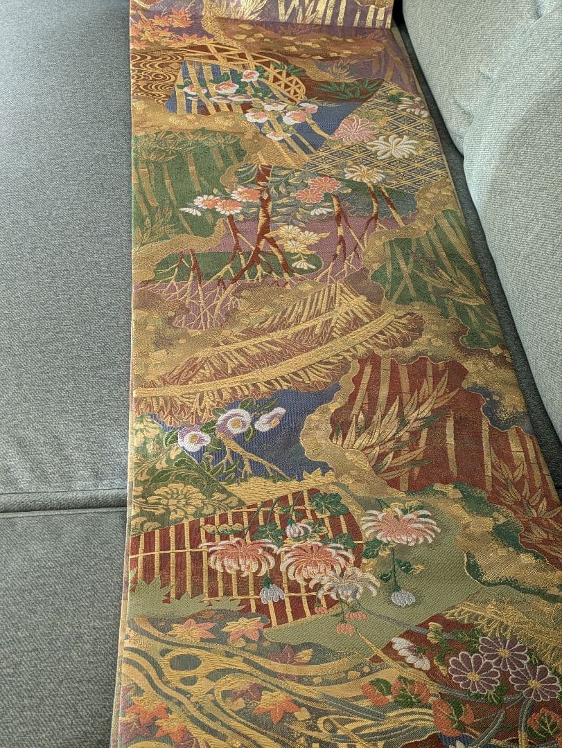お値引き価格　袋帯 正絹　長さ460cm弱全通　振袖訪問着など