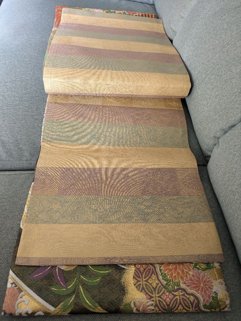 お値引き価格　袋帯 正絹　長さ460cm弱全通　振袖訪問着など