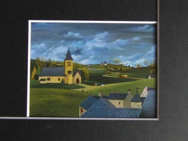 ジェラール・ラパジェス、バス停留所、希少画集画、新品額装付