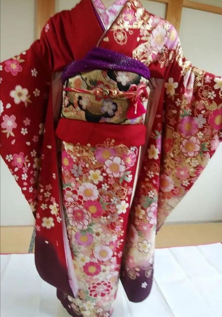 赤色正絹振袖フルセット