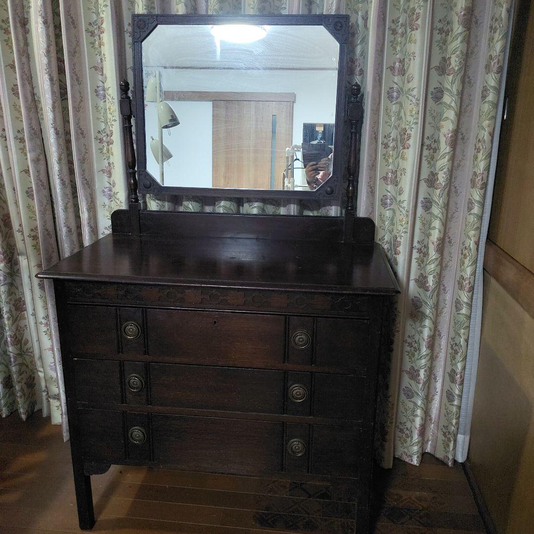 アンティーク風　鏡台　ドレッサー　収納箪笥