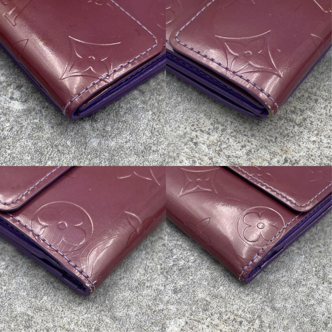 【希少】ルイヴィトン ヴェルニ 折り財布 紫 レッド系