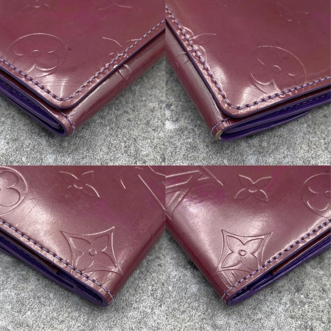 【希少】ルイヴィトン ヴェルニ 折り財布 紫 レッド系