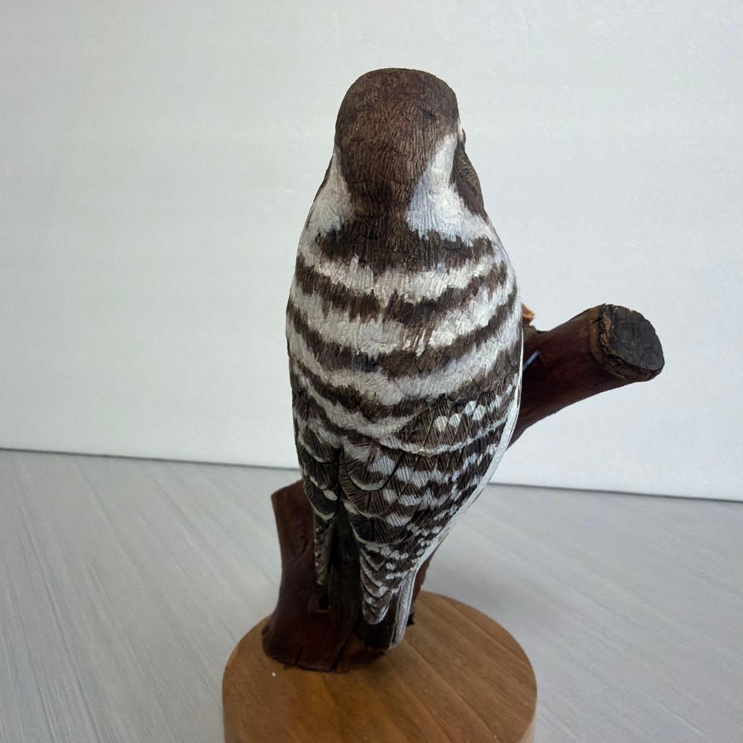 リアル　「コゲラ」 バードカービング　　　　　野鳥彫刻　木彫りの野鳥