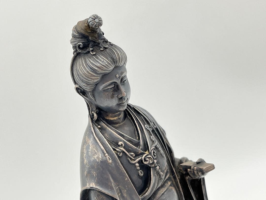 銀製品 骨董 魚藍観音 木箱付き