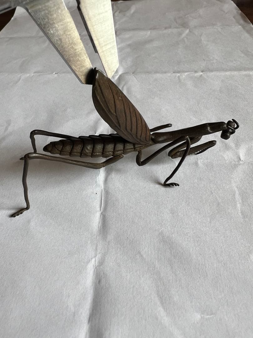 古銅自在カマキリ　螳螂 置物 長約9.2CM