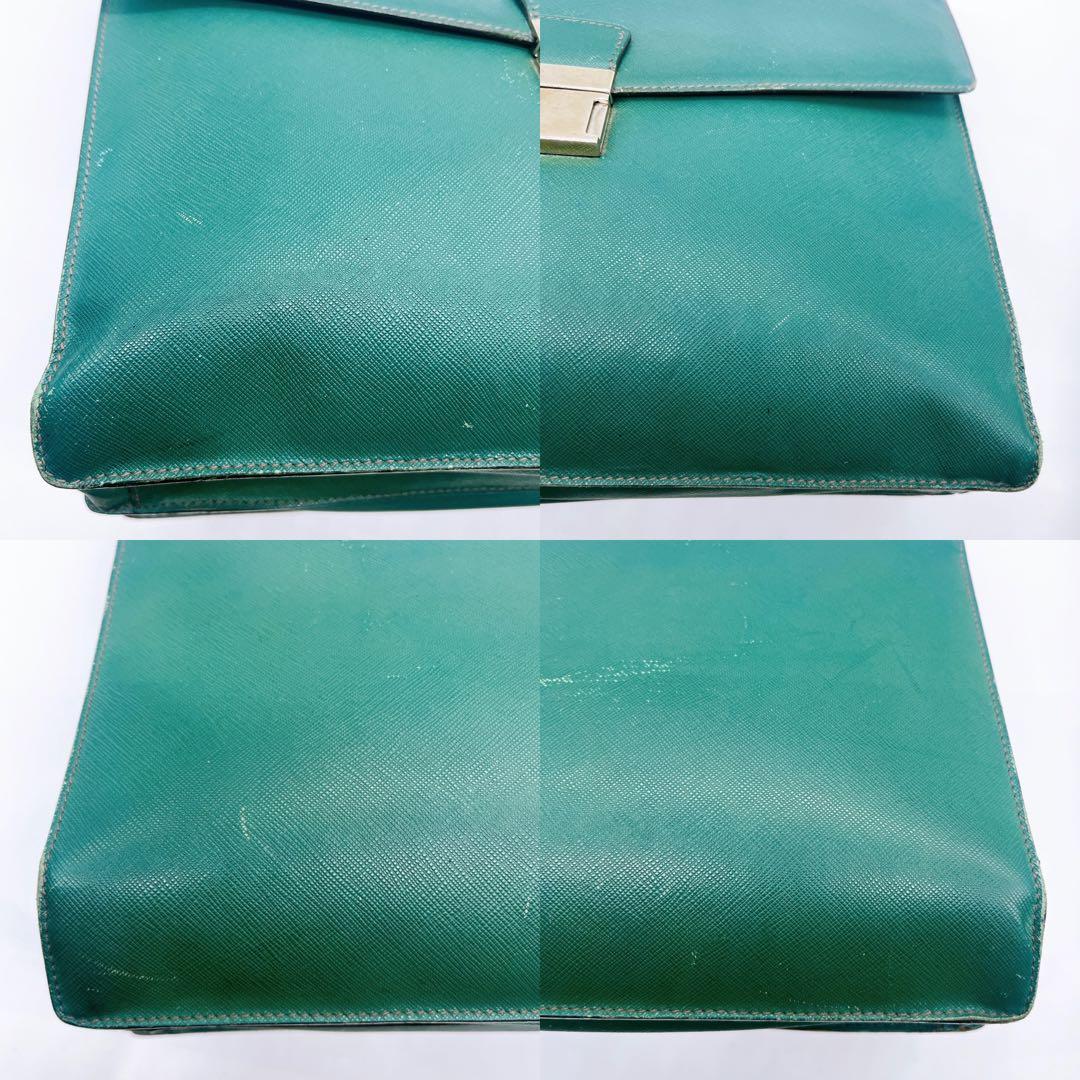 PRADA プラダ　メンズ　レザー　ビジネスバッグ　ブリーフケース　緑