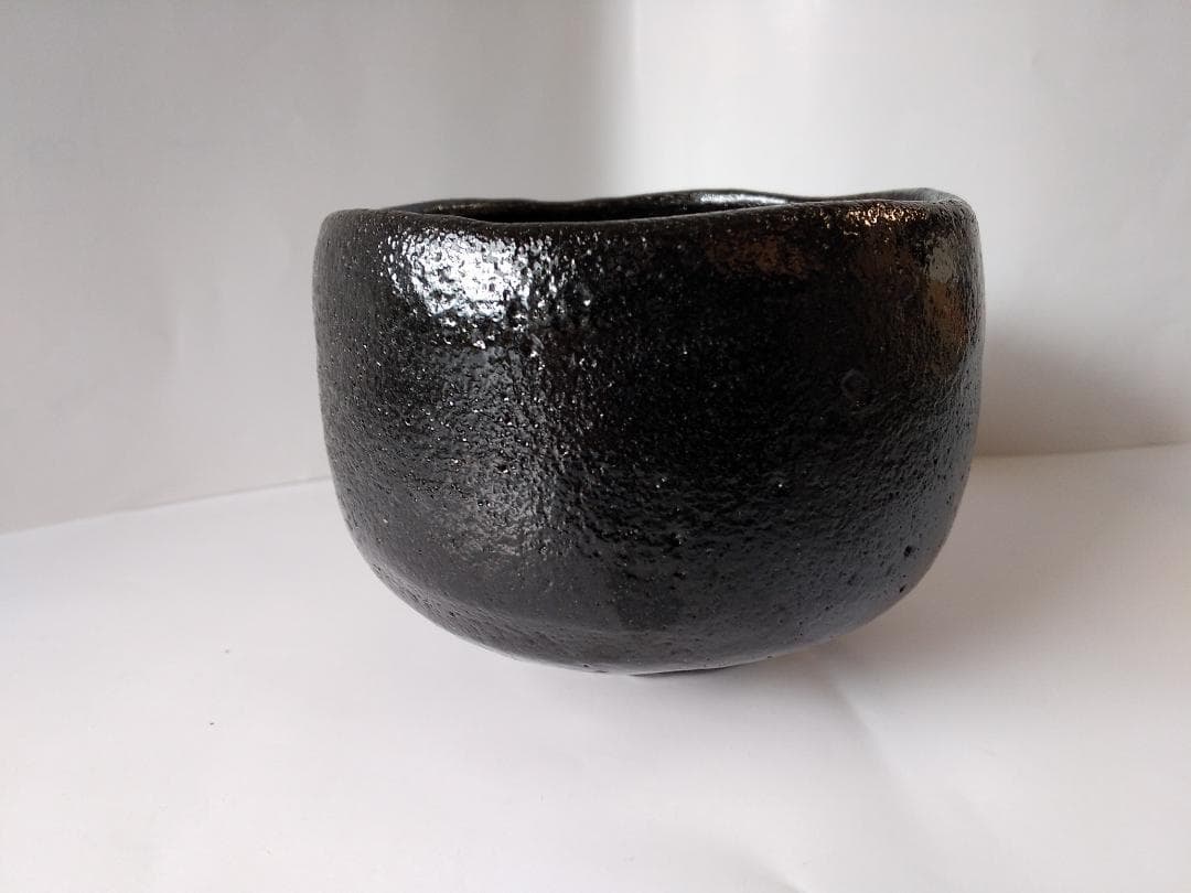 久楽 作 黒茶碗 大徳寺 興臨院 山口萬拙 書付 銘 『松上鶴』 茶碗 美品