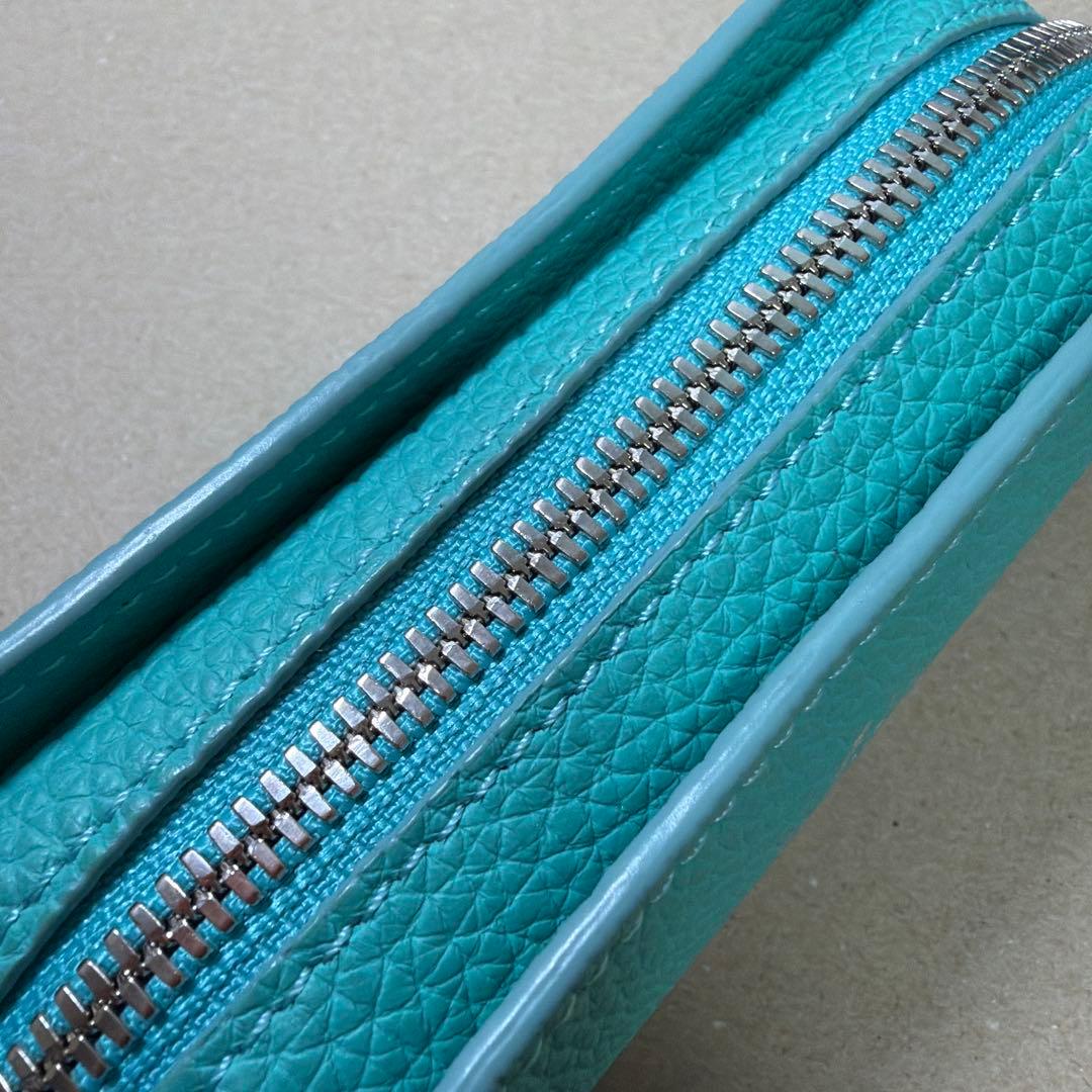 美品 ル・ボナー デブペンケース シュランケンカーフ ミント ペンケース 本革