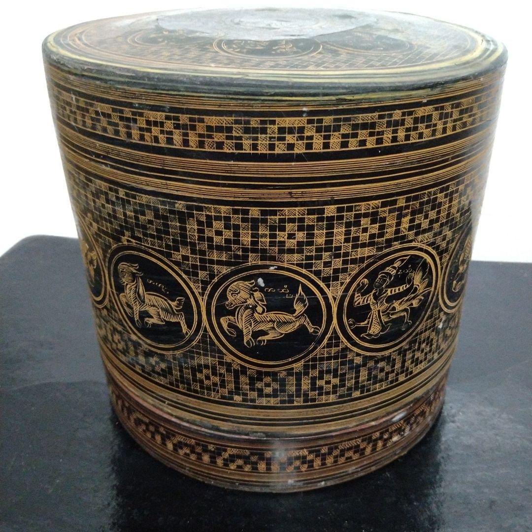 ビルマ(ミャンマー)キンマ 籃胎漆器 アンティーク