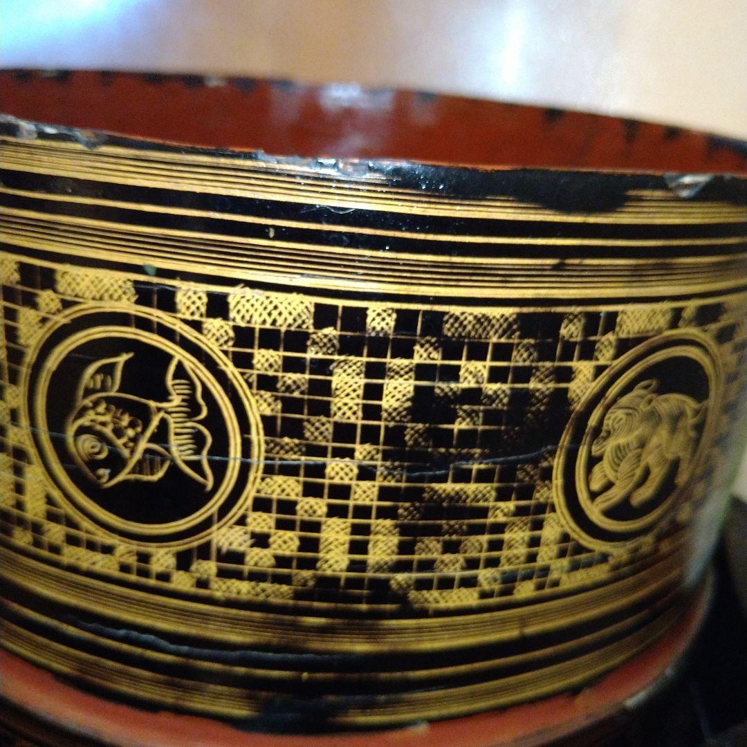 ビルマ(ミャンマー)キンマ 籃胎漆器 アンティーク
