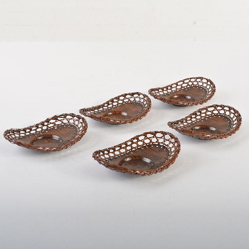 煎茶道具　平安　銅政造　黄銅　二段編　小判茶托　5客　共布共箱　V　6829