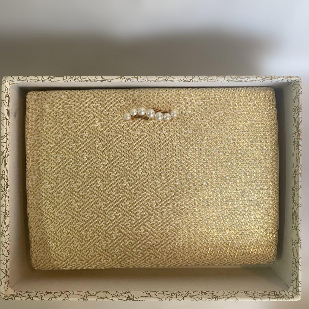ミキモト　佐賀錦　ゴールドクラッチバッグ