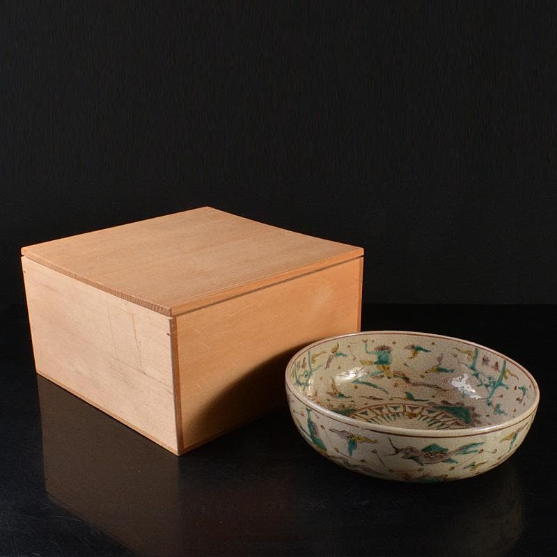 須佐焼　古須佐　色絵易経鬼図鉢　幕末ー明治期　合箱付　V　R6124