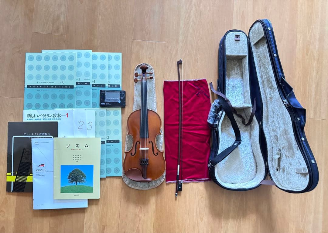 良質バイオリンと教本セット、チューナー付き　1/2