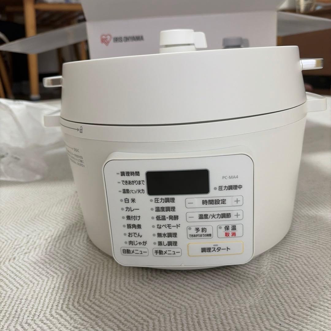 新品未使用！アイリスオーヤマ4.0L電気圧力鍋PC-MA4-W白　低温発酵蒸し器