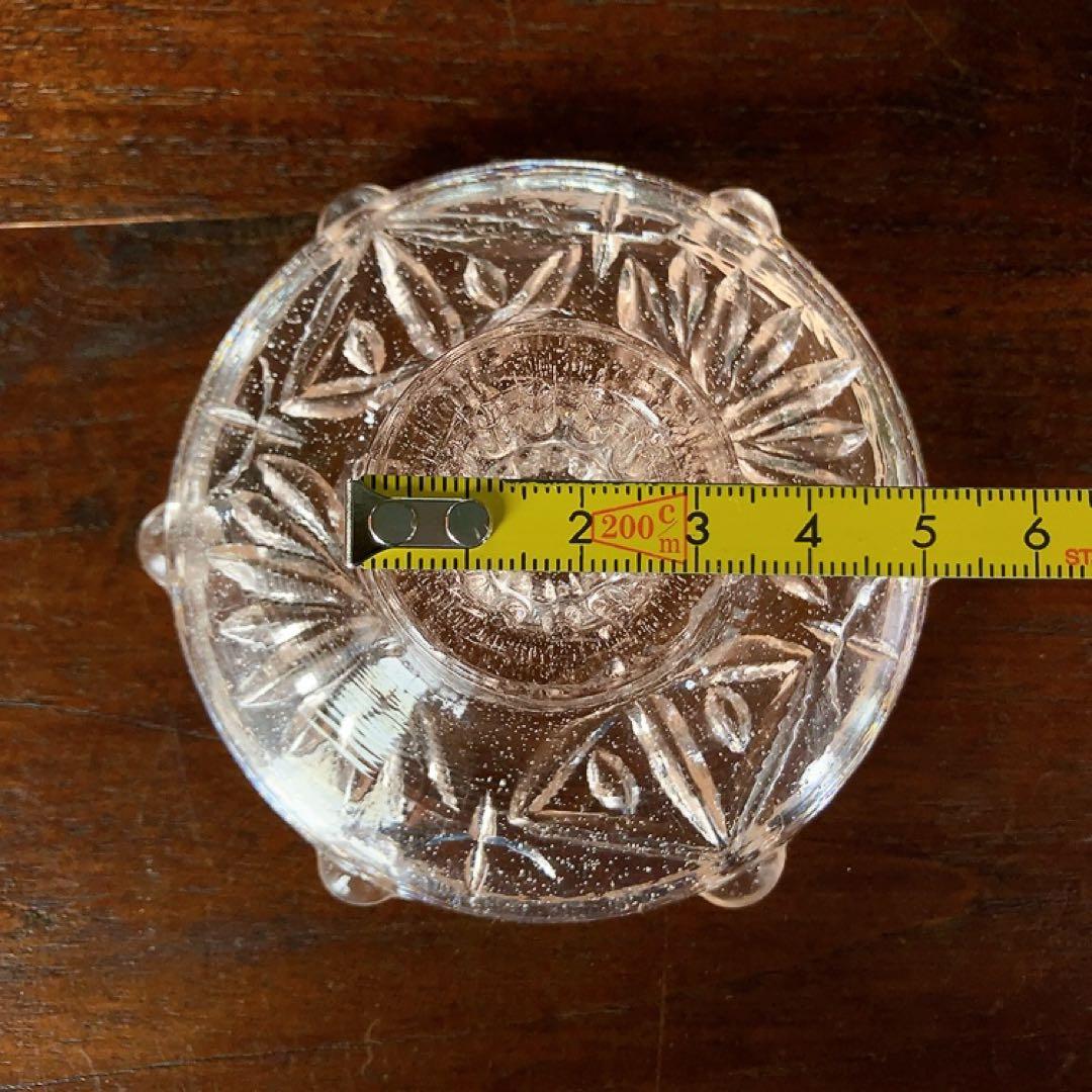 アンティーク ピンクガラスのプレート キャンドルスティック 小物入れ 4点揃え