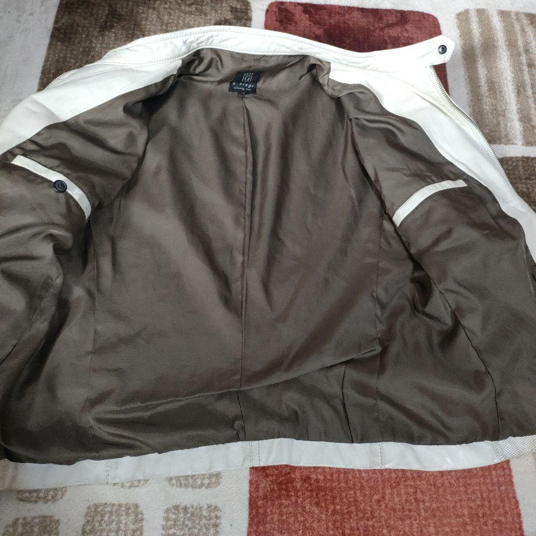 イタリアカラー　ホワイトレザージャケット　本革